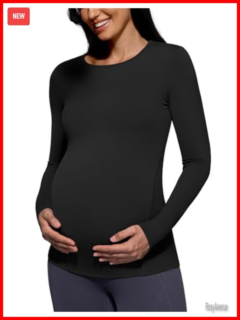 Maternity Crew Neck T-Shirt Stretchy Moisture Wicking Pregnancy Top